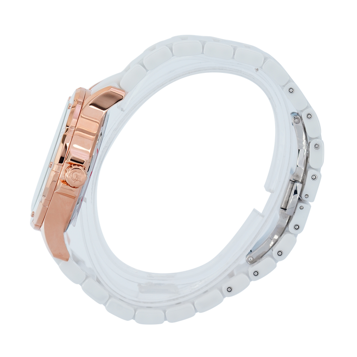 Jam Tangan Alexandre Christie Multifunction AC 2438 BFBRGSL Women White Mother of Pearl Dial White Ceramic Strap