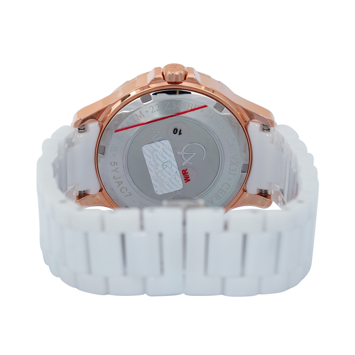 Jam Tangan Alexandre Christie Multifunction AC 2438 BFBRGSL Women White Mother of Pearl Dial White Ceramic Strap