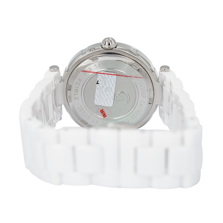 Jam Tangan Alexandre Christie Multifunction AC 2439 BFBSSSL Women Silver Dial White Ceramic Strap