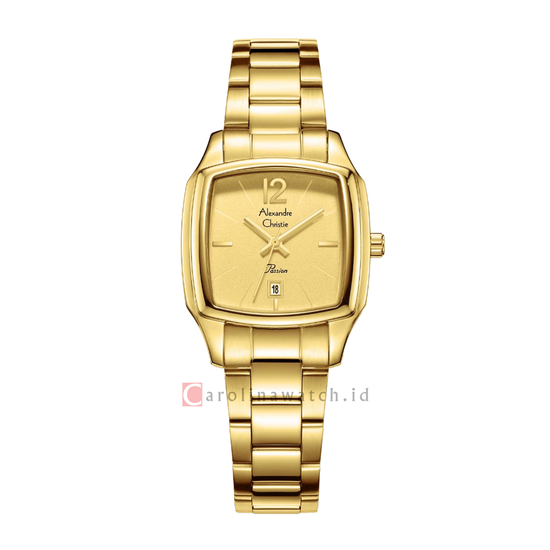 Jam Tangan Alexandre Christie Passion AC 2454 LDBGPIV Women Gold Dial Gold Stainless Steel Strap