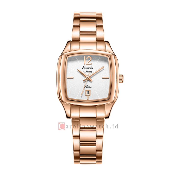 Jam Tangan Alexandre Christie Passion AC 2454 LDBRGSL Women White Dial Rose Gold Stainless Steel Strap