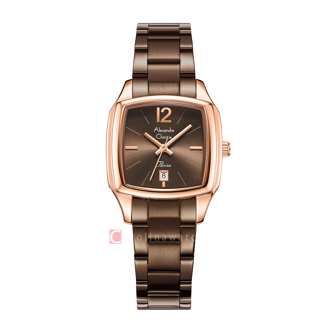 Jam Tangan Alexandre Christie Passion AC 2454 LDBROBORG Women Brown Dial Brown Stainless Steel Strap