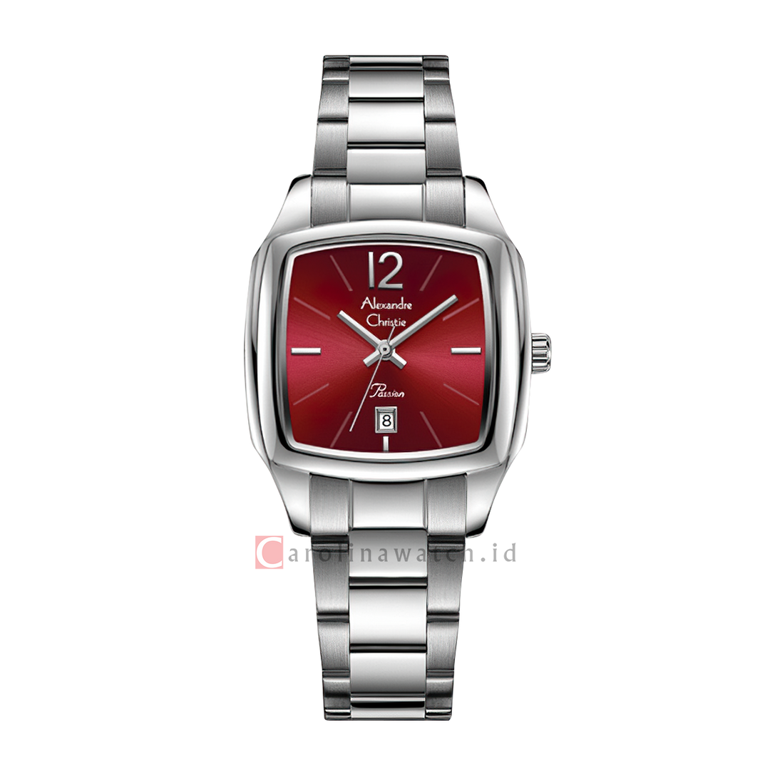 Jam Tangan Alexandre Christie Passion AC 2454 LDBSSDR Women Red Dial Stainless Steel Strap