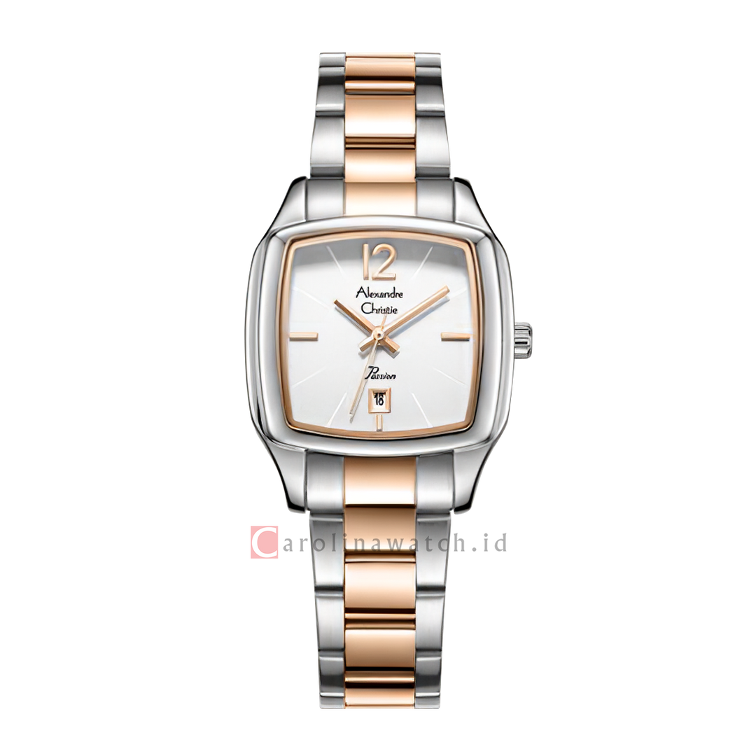 Jam Tangan Alexandre Christie Passion AC 2454 LDBTRSL Women Silver Dial Dual Tone Stainless Steel Strap