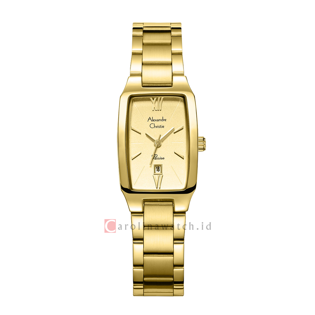 Jam Tangan Alexandre Christie Passion AC 2455 LDBGPIV Women Gold Dial Gold Stainless Steel Strap