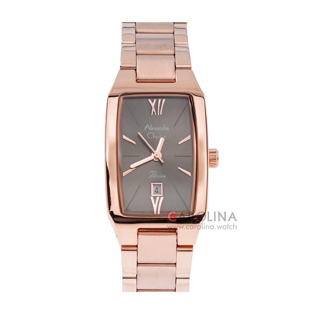 Jam Tangan Alexandre Christie Passion AC 2455 LDBRGLG Women Grey Dial Rose Gold Stainless Steel Strap