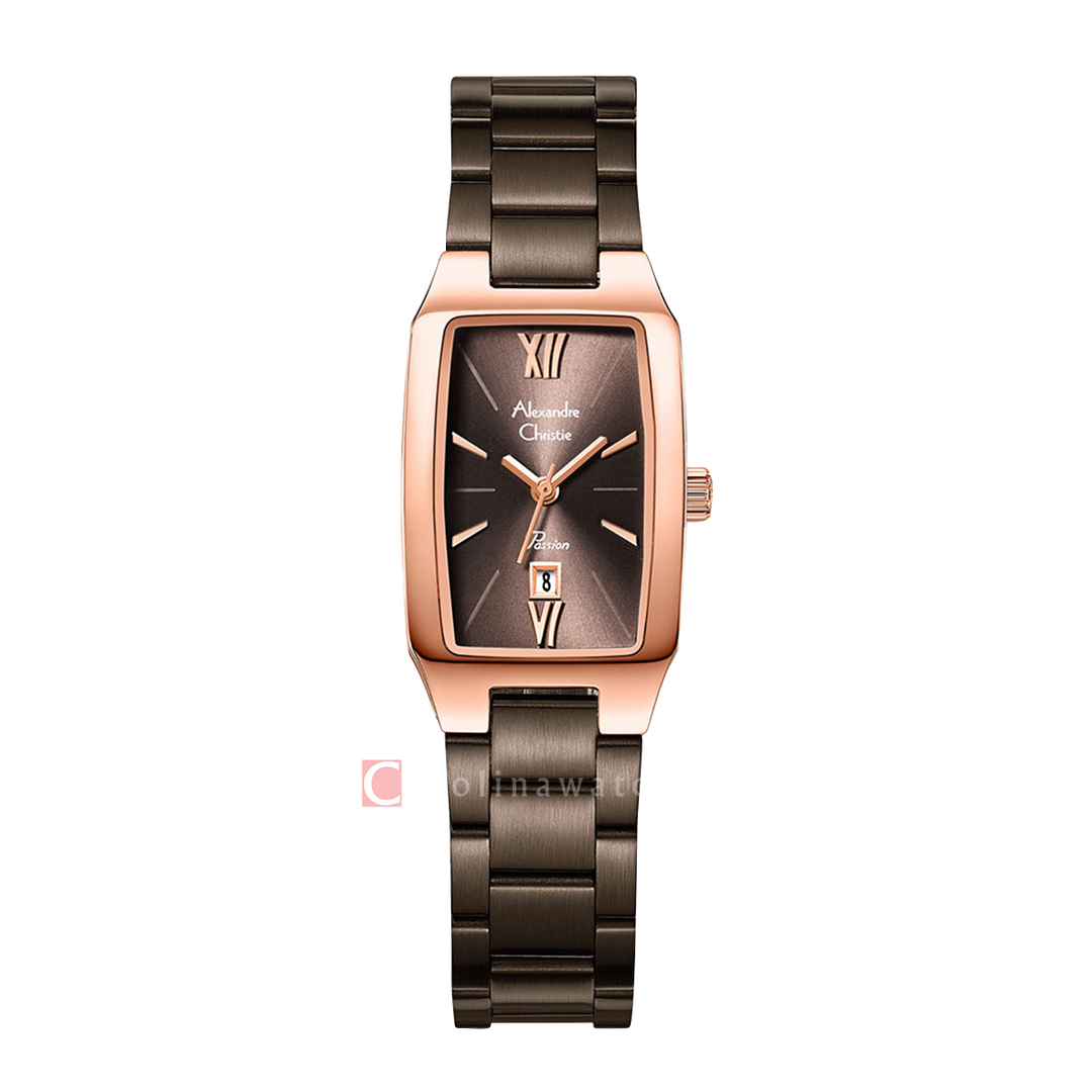 Jam Tangan Alexandre Christie Passion AC 2455 LDBROBO Women Brown Dial Brown Stainless Steel Strap