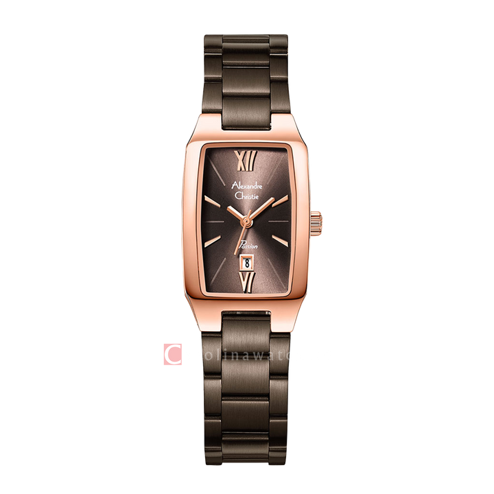 Jam Tangan Alexandre Christie Passion AC 2455 LDBROBO Women Brown Dial Brown Stainless Steel Strap