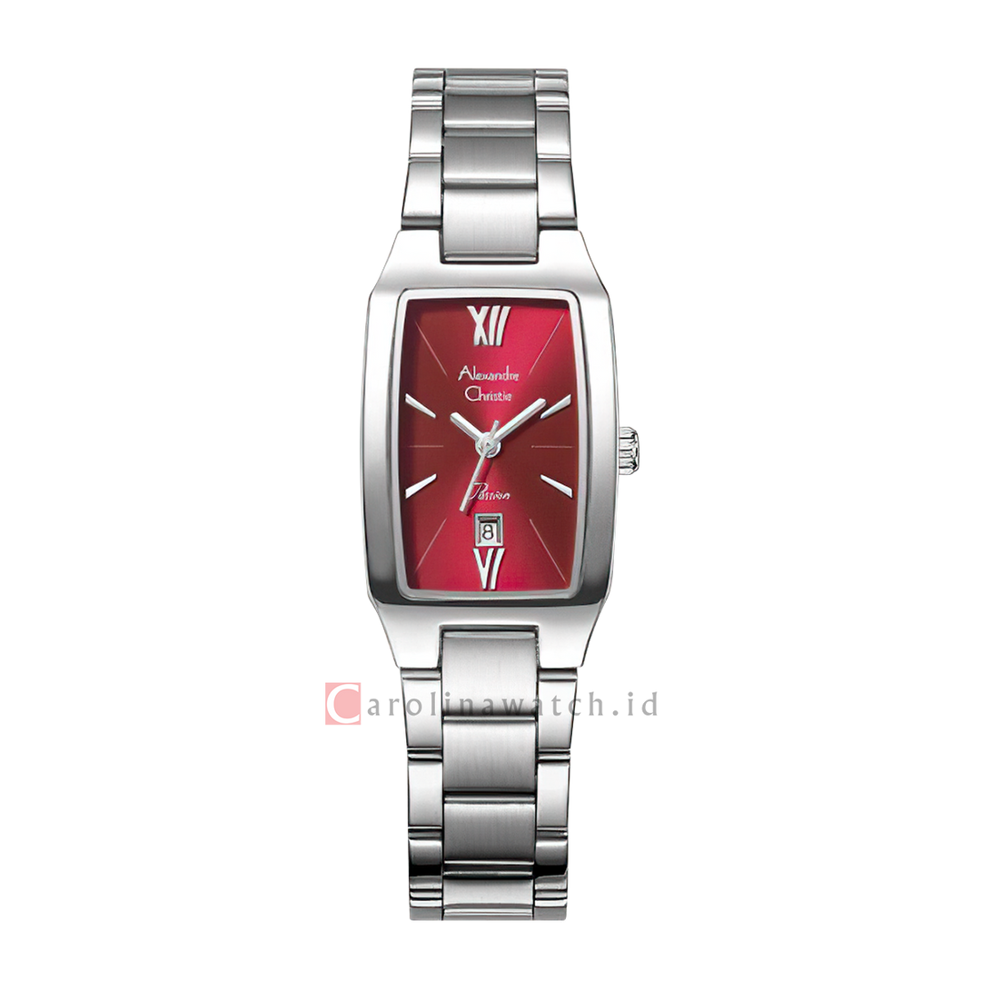 Jam Tangan Alexandre Christie Passion AC 2455 LDBSSDR Women Red Dial Stainless Steel Strap