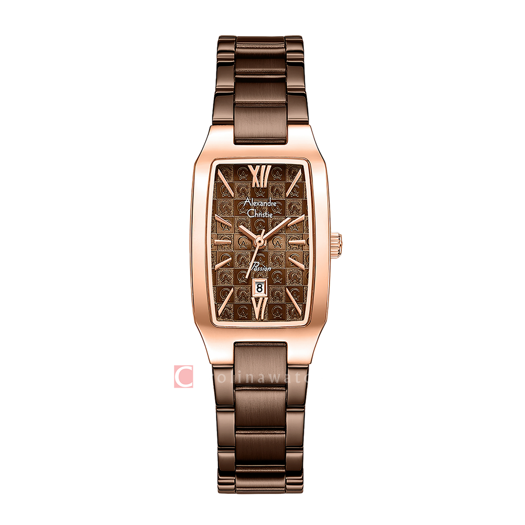 Jam Tangan Alexandre Christie Passion AC 2455 LDFROBO1 Women Brown Dial Brown Stainless Steel Strap