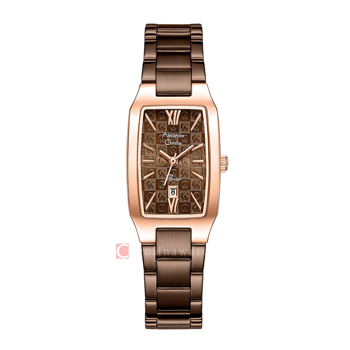 Jam Tangan Alexandre Christie Passion AC 2455 LDFROBO1 Women Brown Dial Brown Stainless Steel Strap