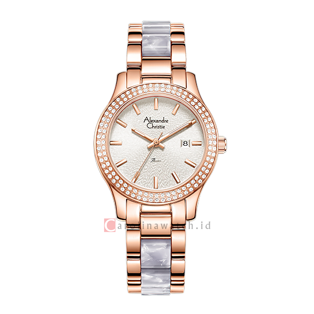 Jam Tangan Alexandre Christie Passion AC 2463 LDBRGLB1 Women Silver Dial Dual Tone Stainless Steel Strap