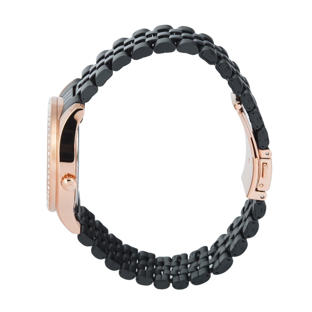 Jam Tangan Alexandre Christie AC 2496 BFBBRBA1 Women Black Dial Black Stainless Steel Strap