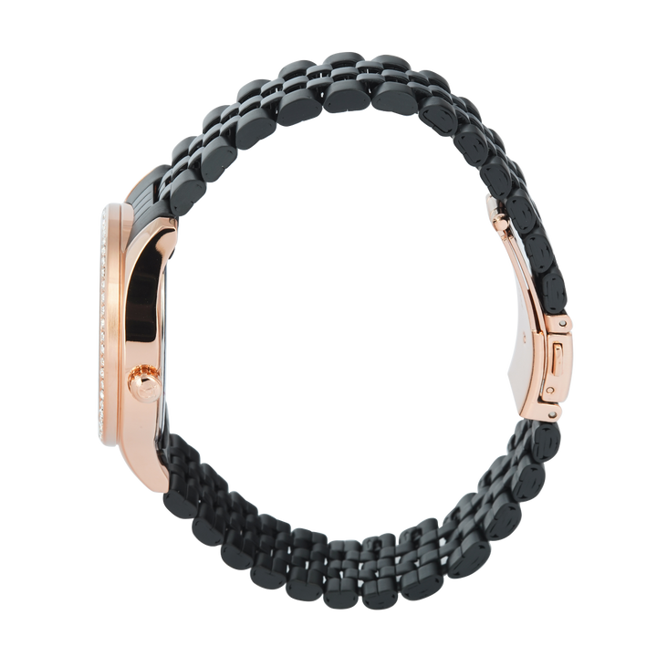 Jam Tangan Alexandre Christie AC 2496 BFBBRBA1 Women Black Dial Black Stainless Steel Strap