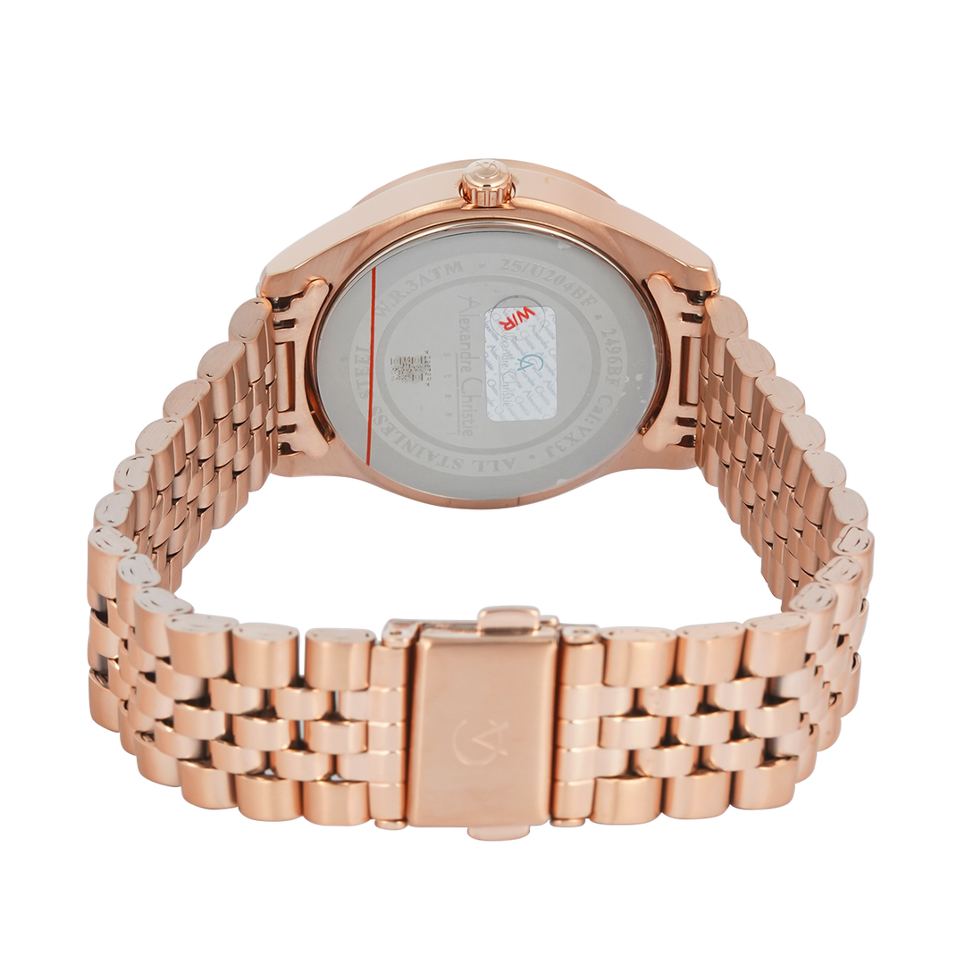 Jam Tangan Alexandre Christie AC 2496 BFBRGLN1 Women Rose Gold Dial Rose Gold Stainless Steel Strap