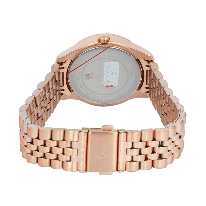 Jam Tangan Alexandre Christie AC 2496 BFBRGSL1 Women Silver White Dial Rose Gold Stainless Steel Strap