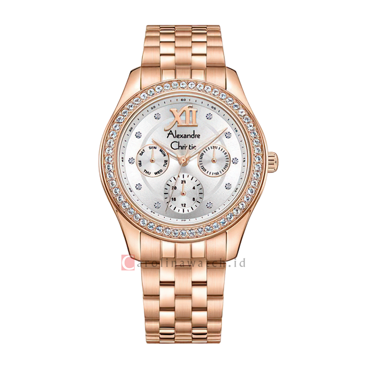 Jam Tangan Alexandre Christie AC 2496 BFBRGSL Silver Dial Rose Gold Stainless Steel Strap