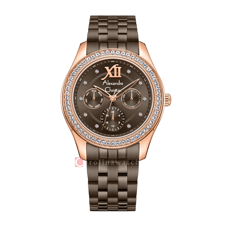 Jam Tangan Alexandre Christie AC Fashion AC 2496 BFBROBO Women Brown Dial Brown Stainless Steel Strap