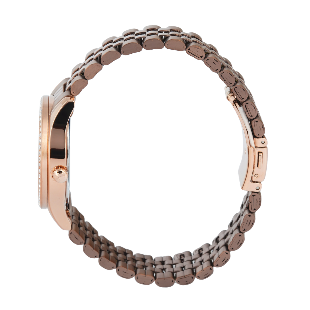 Jam Tangan Alexandre Christie AC 2496 BFBROBO1 Women Brown Dial Brown Stainless Steel Strap