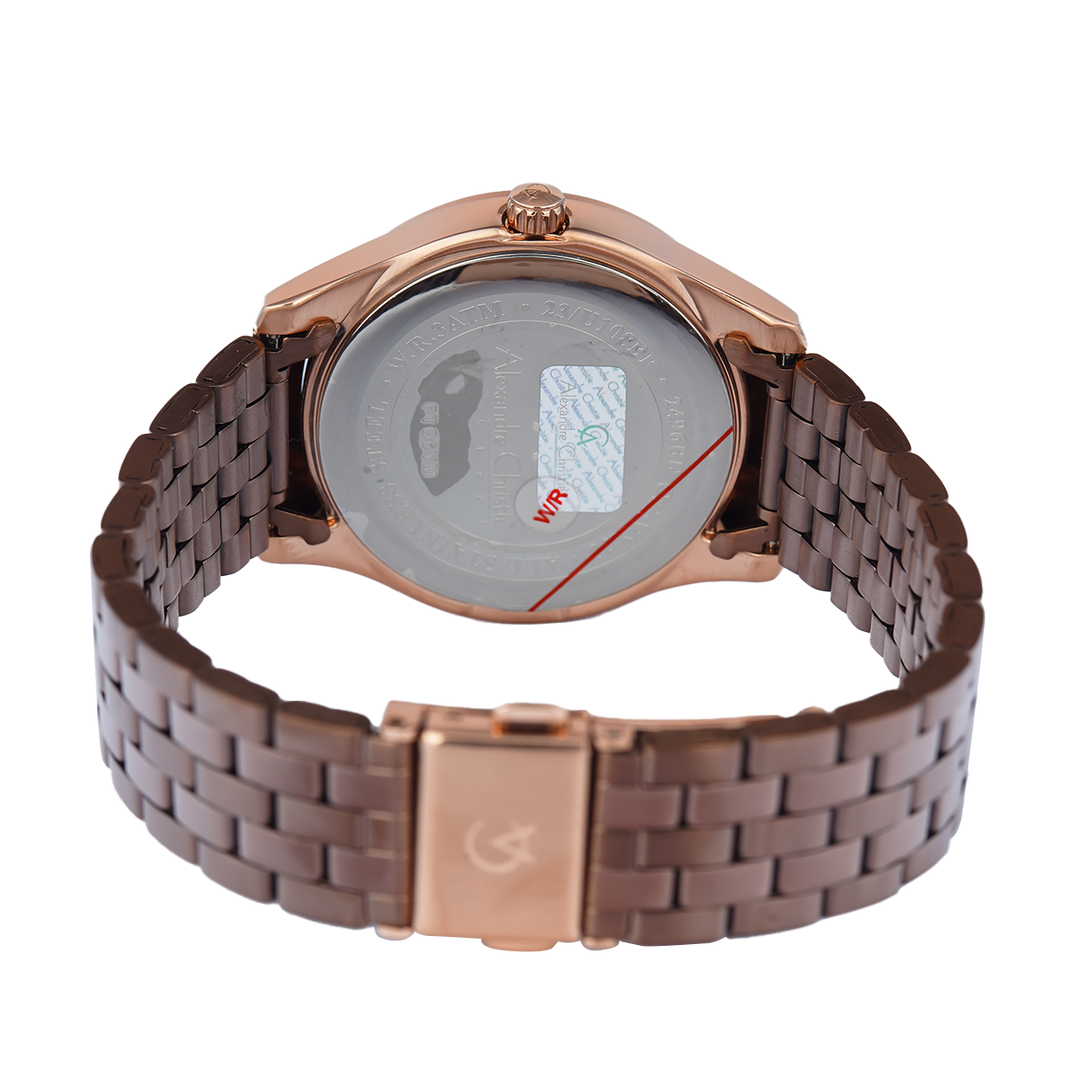 Jam Tangan Alexandre Christie AC Fashion AC 2496 BFBROBO Women Brown Dial Brown Stainless Steel Strap