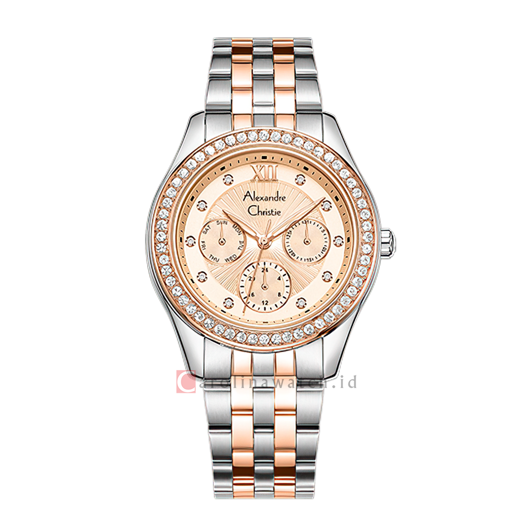 Jam Tangan Alexandre Christie AC 2496 BFBTRLN2 Women Analog Dial Dual Tone Stainless Steel Strap