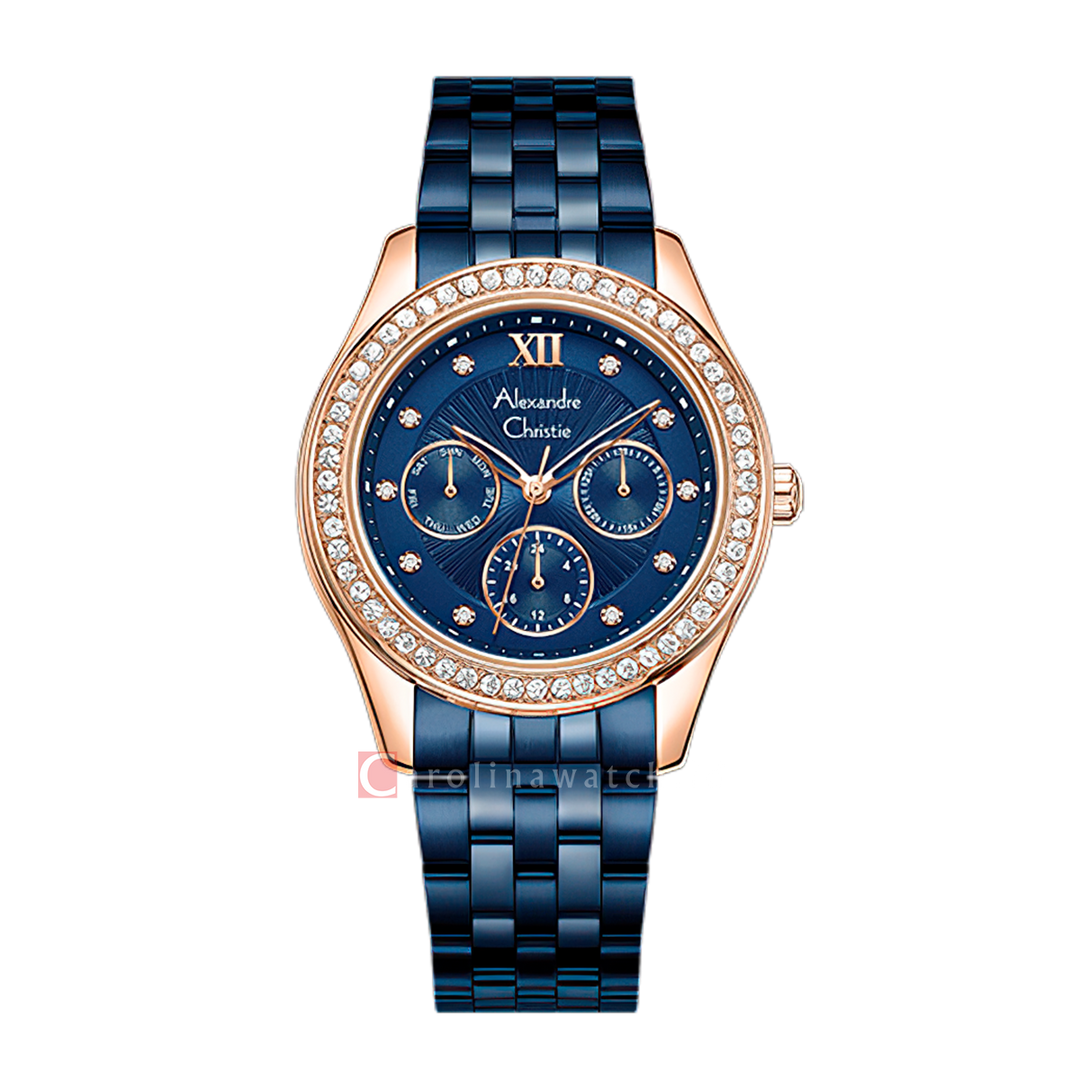 Jam Tangan Alexandre Christie AC 2496 BFBURBU2 Women Blue Dial Blue Stainless Steel Strap