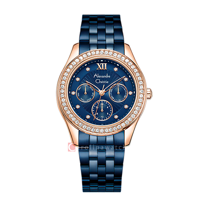 Jam Tangan Alexandre Christie AC 2496 BFBURBU2 Women Blue Dial Blue Stainless Steel Strap
