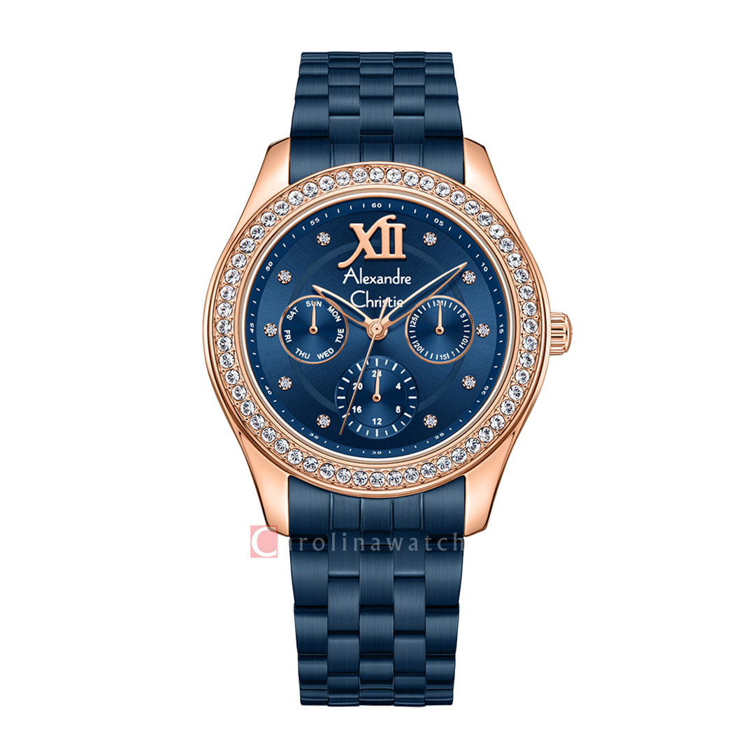 Jam Tangan Alexandre Christie AC Fashion AC 2496 BFBURBU Women Blue Dial Blue Stainless Steel Strap