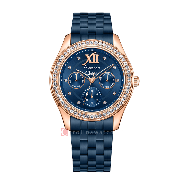 Jam Tangan Alexandre Christie AC Fashion AC 2496 BFBURBU Women Blue Dial Blue Stainless Steel Strap