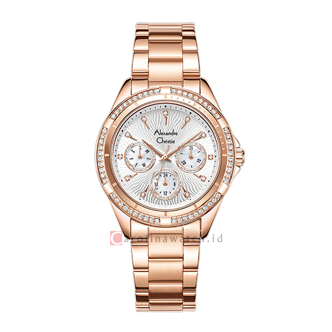 Jam Tangan Alexandre Christie AC 2644 BFBRGSL1 Women Silver Dial Rose Gold Stainless Steel Strap