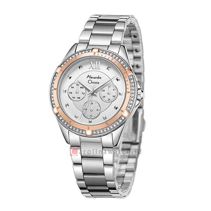 Jam Tangan Alexandre Christie Multifunction AC 2644 BFBTRSL Women Silver Dial Stainless Steel Strap