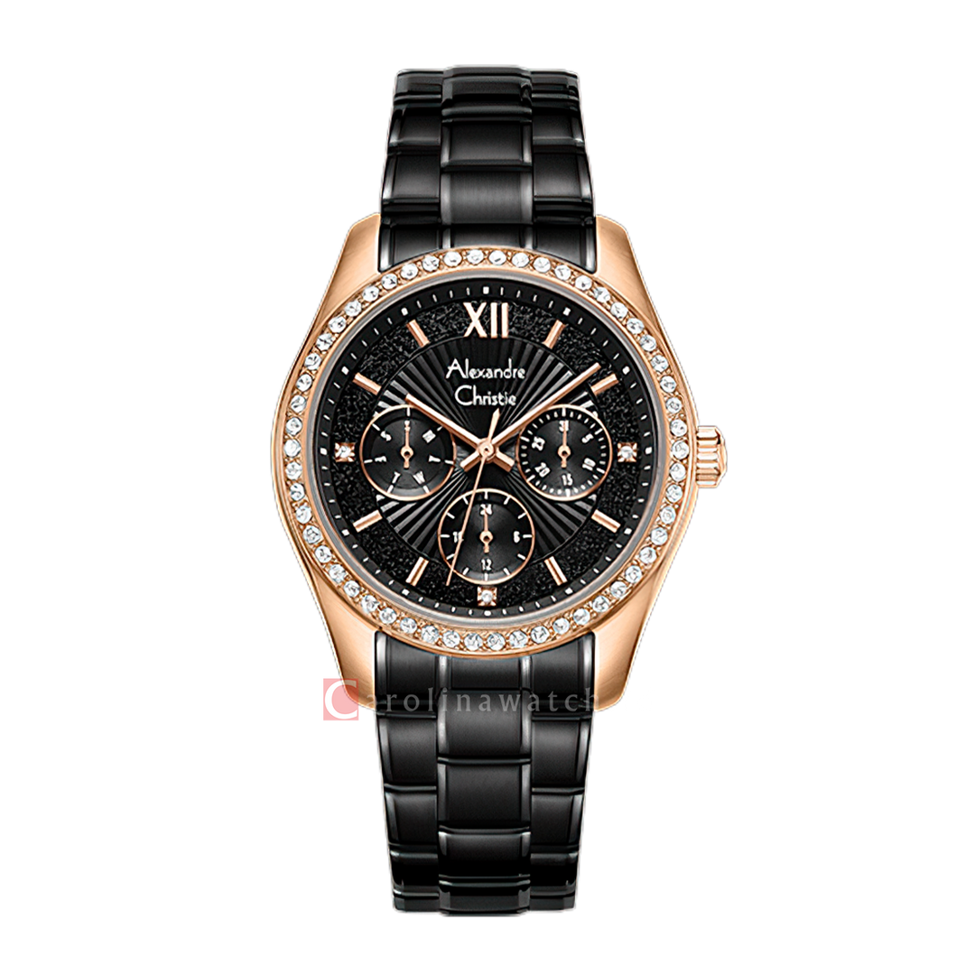 Jam Tangan Alexandre Christie Classic AC 2645 BFBBRBA1 Women Black Dial Black Stainless Steel Strap