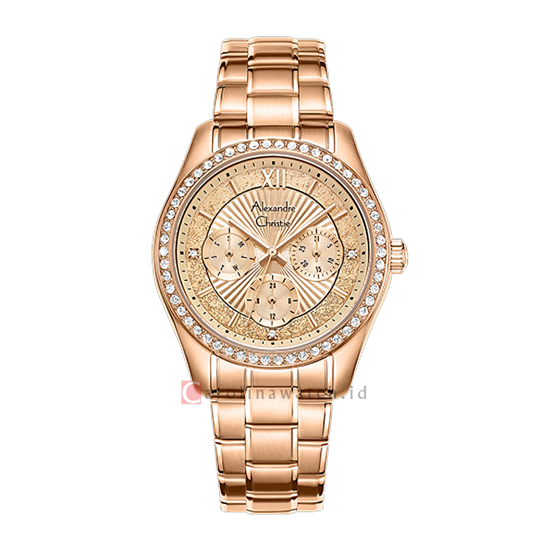 Jam Tangan Alexandre Christie Classic AC 2645 BFBRGLN1 Women Gold Dial Rose Gold Stainless Steel Strap
