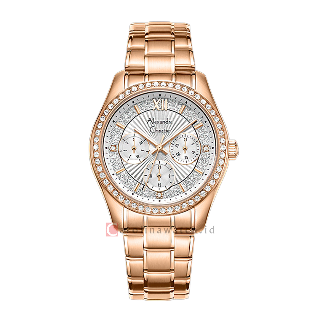Jam Tangan Alexandre Christie Classic AC 2645 BFBRGSL1 Women Silver Dial Rose Gold Stainless Steel Strap