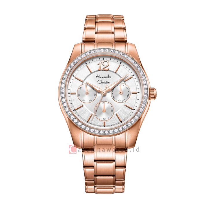 Jam Tangan Alexandre Christie Classic AC 2645 BFBRGSL Women Silver Dial Rose Gold Stainless Steel Strap