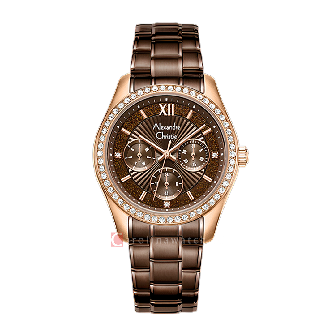 Jam Tangan Alexandre Christie Classic AC 2645 BFBROBO1 Women Brown Dial Brown Stainless Steel Strap