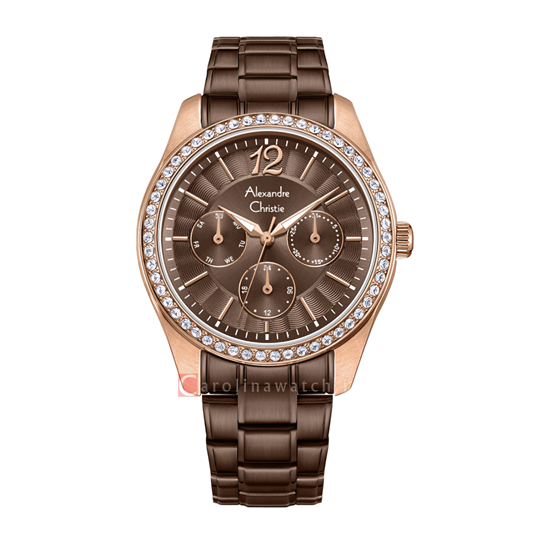 Jam Tangan Alexandre Christie Classic AC 2645 BFBROBORG Women Brown Dial Brown Stainless Steel Strap