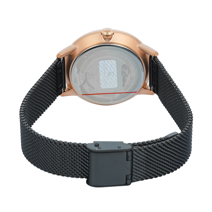 Jam Tangan Alexandre Christie Multifunction AC 2682 BFBBRBA Women Black Dial Black Mesh Stainless Steel Strap