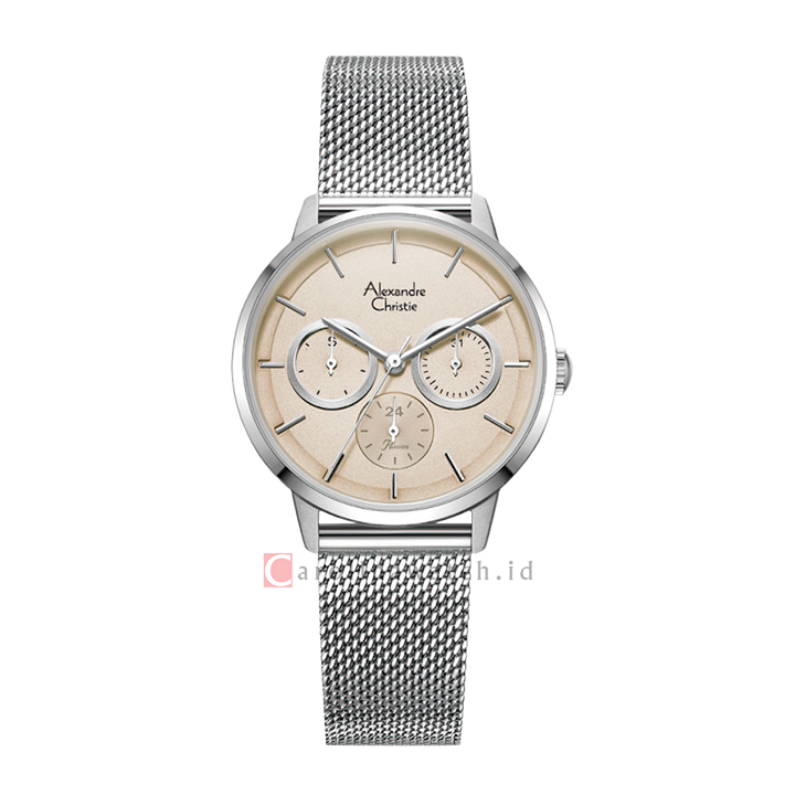 Jam Tangan Alexandre Christie Multifunction AC 2682 BFBSSGR Women Analog Dial Mesh Stainless Steel Strap