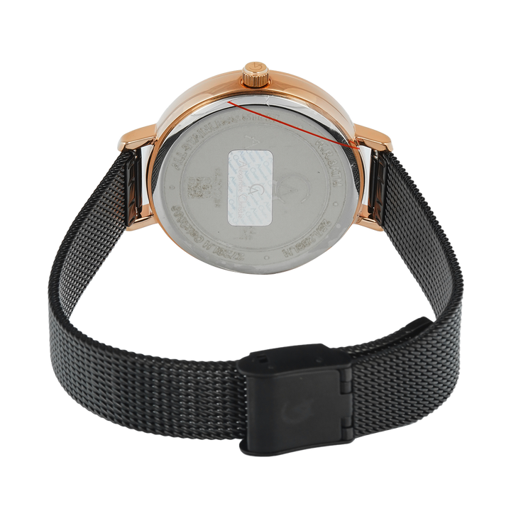 Jam Tangan Alexandre Christie Passion AC 2728 LHBBRBA Women Black Dial Black Mesh Stainless Steel Strap