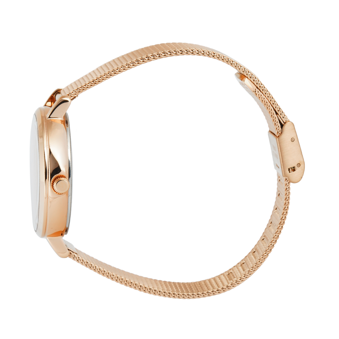 Jam Tangan Alexandre Christie Passion AC 2728 LHBRGSL Women Silver White Dial Rose Gold Mesh Stainless Steel Strap