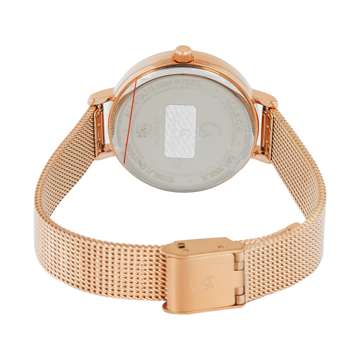 Jam Tangan Alexandre Christie Passion AC 2728 LHBRGSL Women Silver White Dial Rose Gold Mesh Stainless Steel Strap