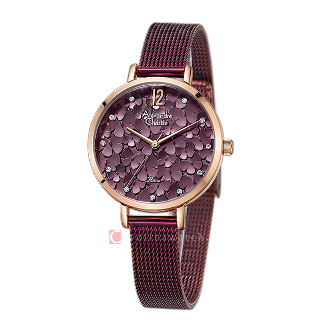 Jam Tangan Alexandre Christie Passion AC 2728 LHBRULP Women Purple Dial Purple Mesh Stainless Steel Strap