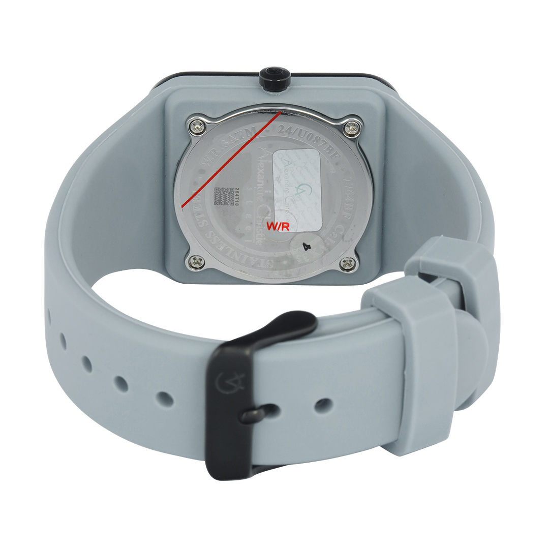 Jam Tangan Alexandre Christie Multifunction AC 2744 BFRIPBAGR Women Black Dial Fountain Grey Rubber Strap
