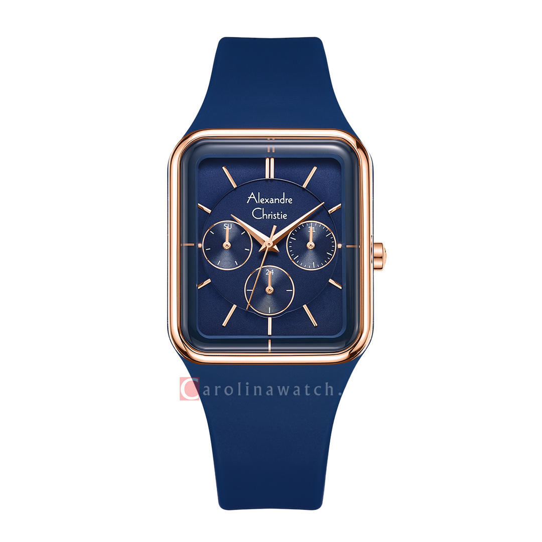 Jam Tangan Alexandre Christie AC 2744 BFRRGBU Women Blue Dial Blue Rubber Strap