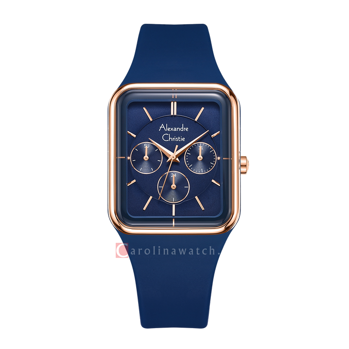 Jam Tangan Alexandre Christie AC 2744 BFRRGBU Women Blue Dial Blue Rubber Strap