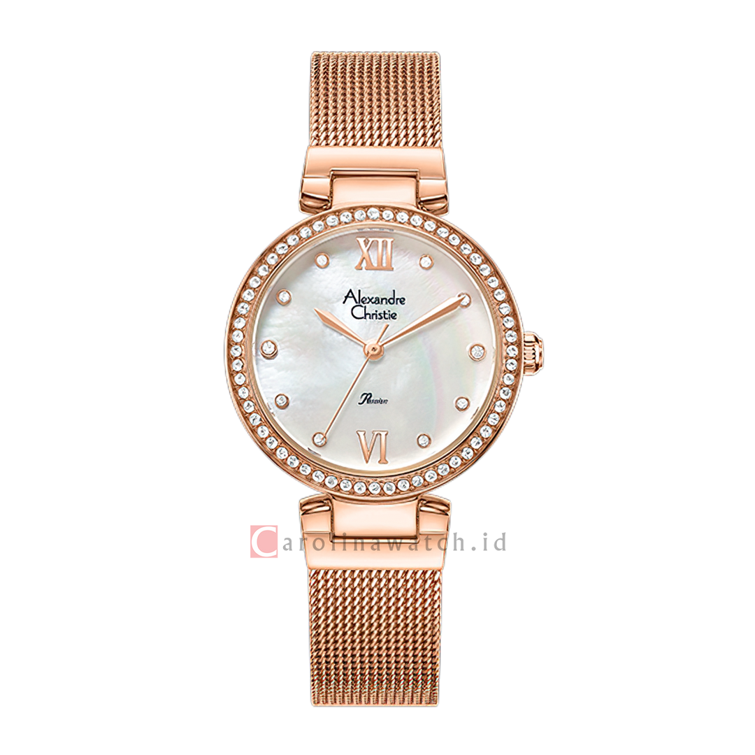 Jam Tangan Alexandre Christie Passion AC 2754 LHBRGMS Women Silver Dial Rose Gold Mesh Stainless Steel Strap
