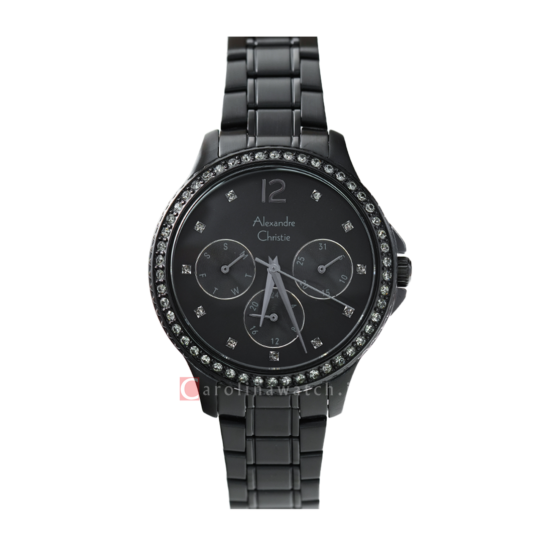 Jam Tangan Alexandre Christie Classic AC 2768 BFBIPBABA Women Black Dial Black Stainless Steel Strap