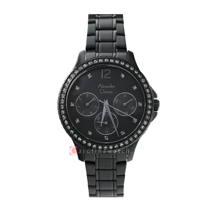 Jam Tangan Alexandre Christie Classic AC 2768 BFBIPBABA Women Black Dial Black Stainless Steel Strap