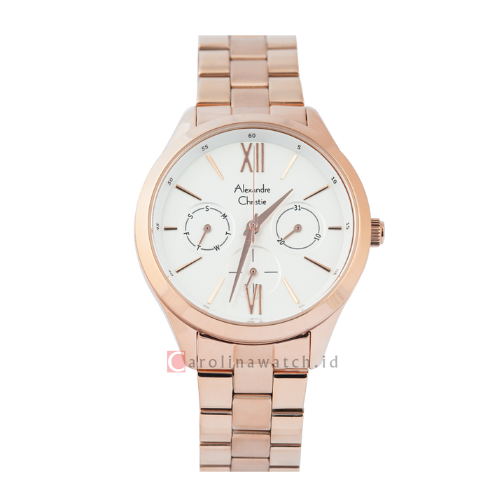 Jam Tangan Alexandre Christie Classic AC 2796 BFBRGSL Women Silver Dial Rose Gold Stainless Steel Strap